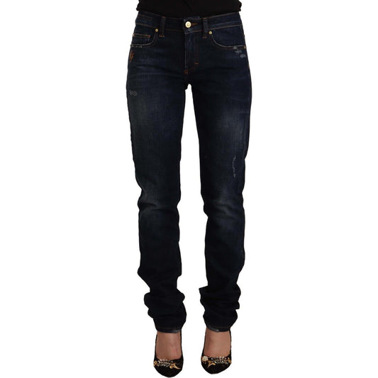 GF Ferre Dark Blue Washed Mid Waist Cotton Denim Skinny Jeans PAN72223 - 44
