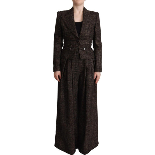 Dolce & Gabbana Dark Brown Wool Single Breasted 2 Pc Jacket Pants Dolce & Gabbana