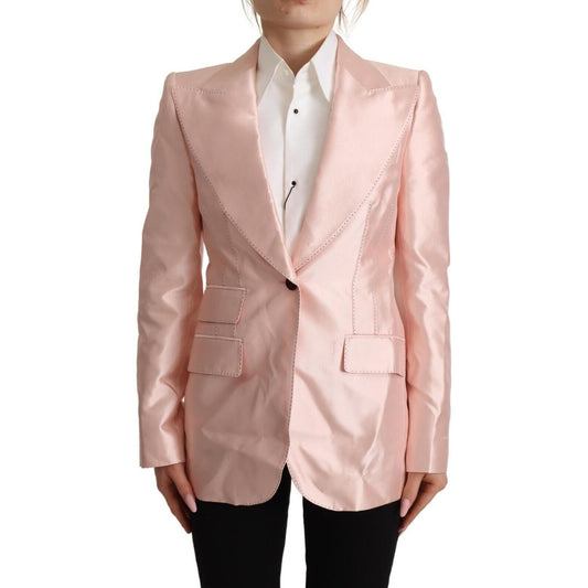 Dolce & Gabbana Pink Satin Long Sleeves Blazer Coat Jacket Dolce & Gabbana