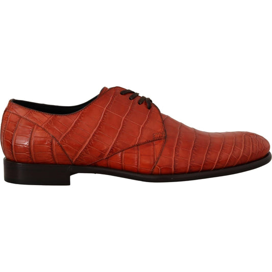 Dolce & Gabbana Orange Exotic Leather Dress Derby Shoes 1728,67345645728,Dolce & Gabbana,EU41/US7,EU45/US12,Formal - Men - Shoes,Material: 100% exotic skin Croc leather,Men,Men - Shoes,New with tags,Orange,Oxfords and Derbies - Shoes,Shoes