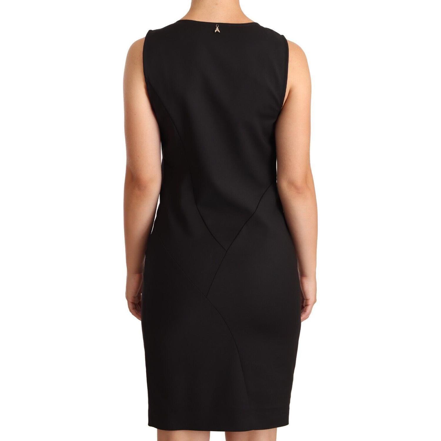 Patrizia Pepe Black Cotton Blend Sleeveless Knee Length Sheath Dress