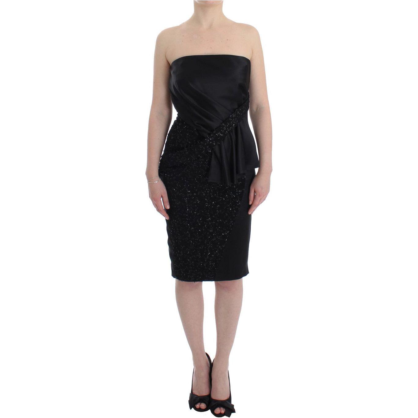 Masha Ma Black Strapless Embellished Pencil Dress Masha Ma