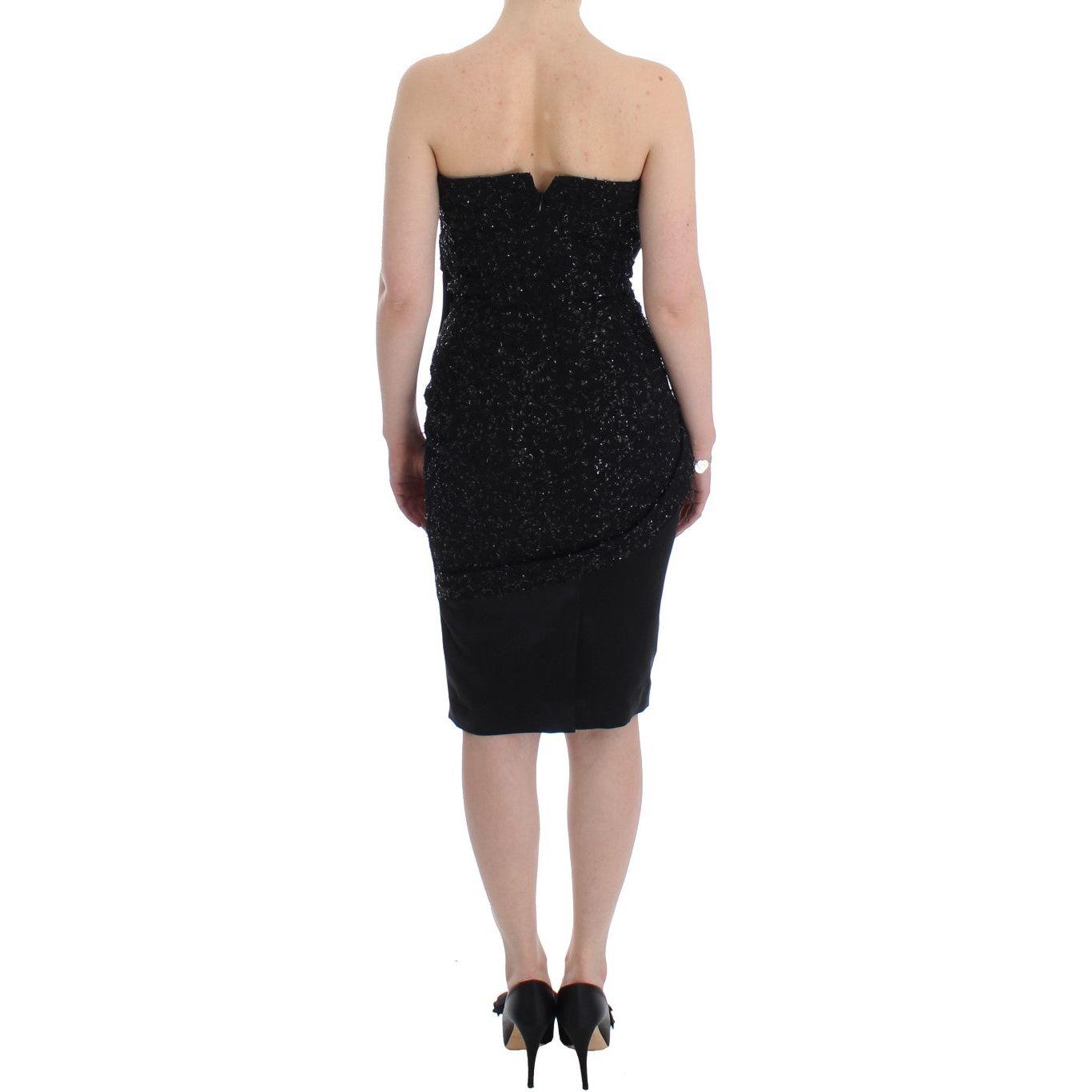 Masha Ma Black Strapless Embellished Pencil Dress Masha Ma