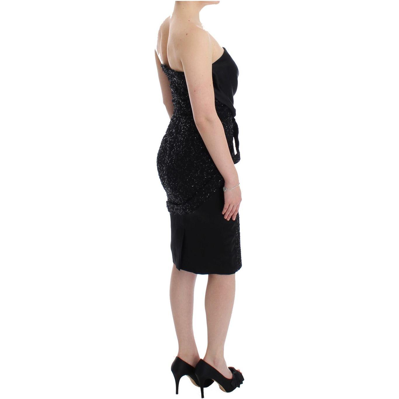 Masha Ma Black Strapless Embellished Pencil Dress Masha Ma