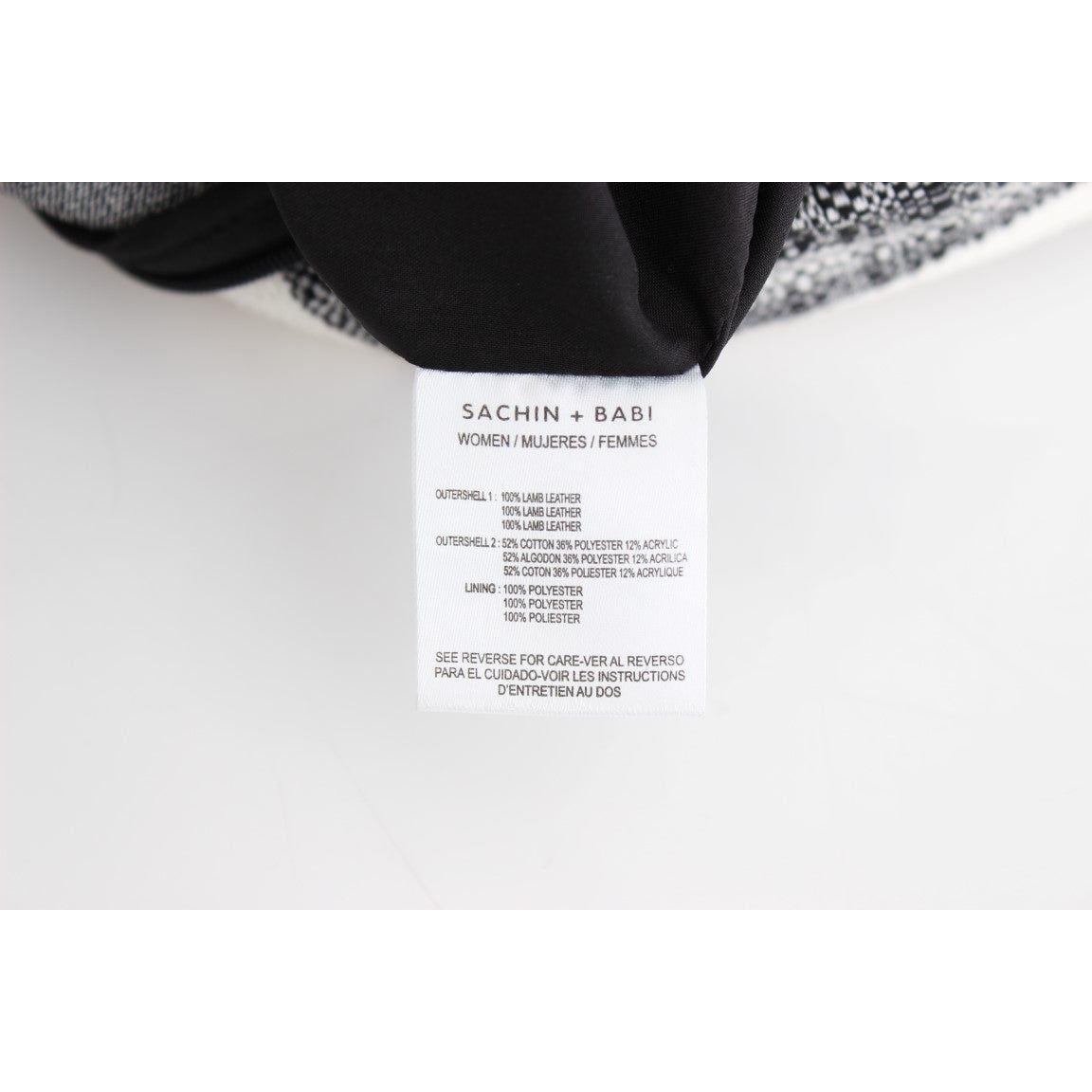 Sachin & Babi Gray Black Liza Leather Straight Pencil Sachin & Babi