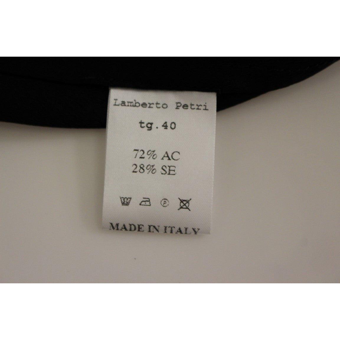 Lamberto Petri Black Yellow Silk Shift Sheath Coctail Dress Lamberto Petri