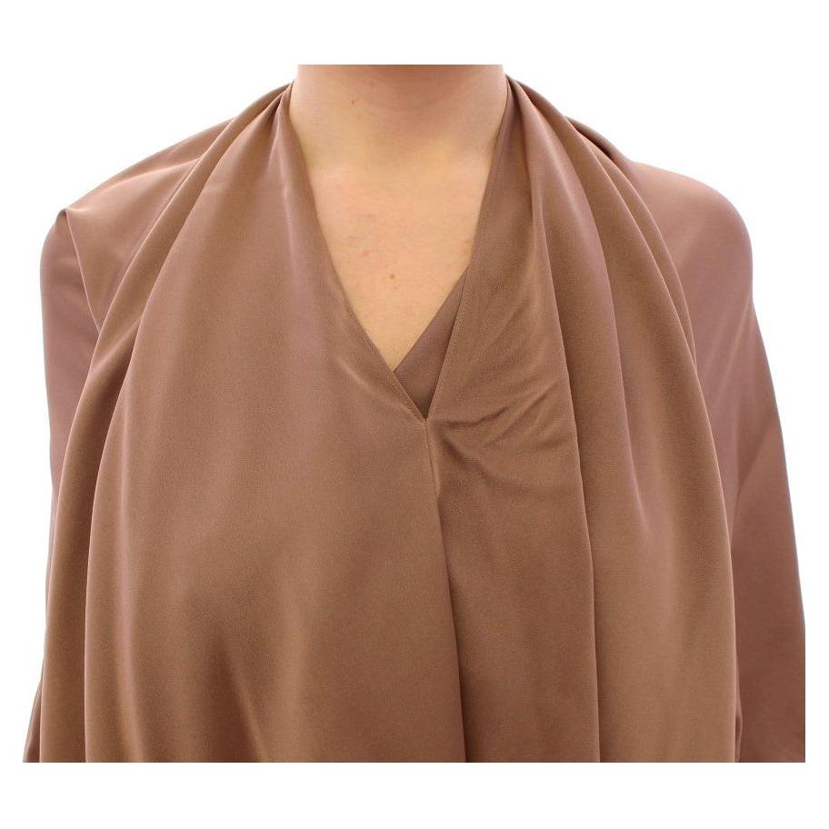 Lamberto Petri Brown Draped Silk Sheath Shift Coctail Dress Lamberto Petri