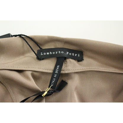 Lamberto Petri Brown Draped Silk Sheath Shift Coctail Dress Lamberto Petri