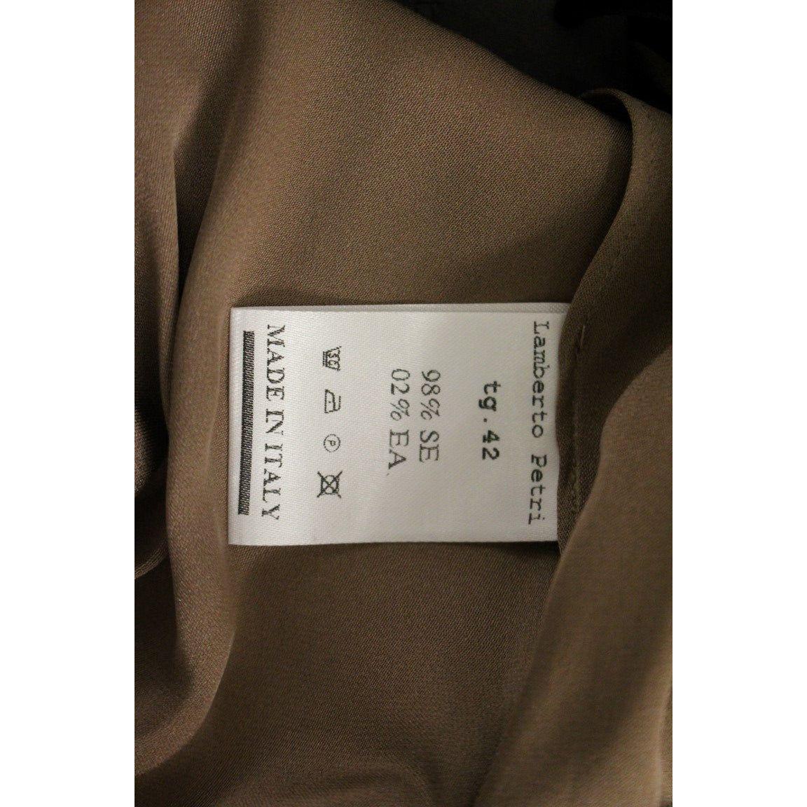 Lamberto Petri Brown Draped Silk Sheath Shift Coctail Dress Lamberto Petri