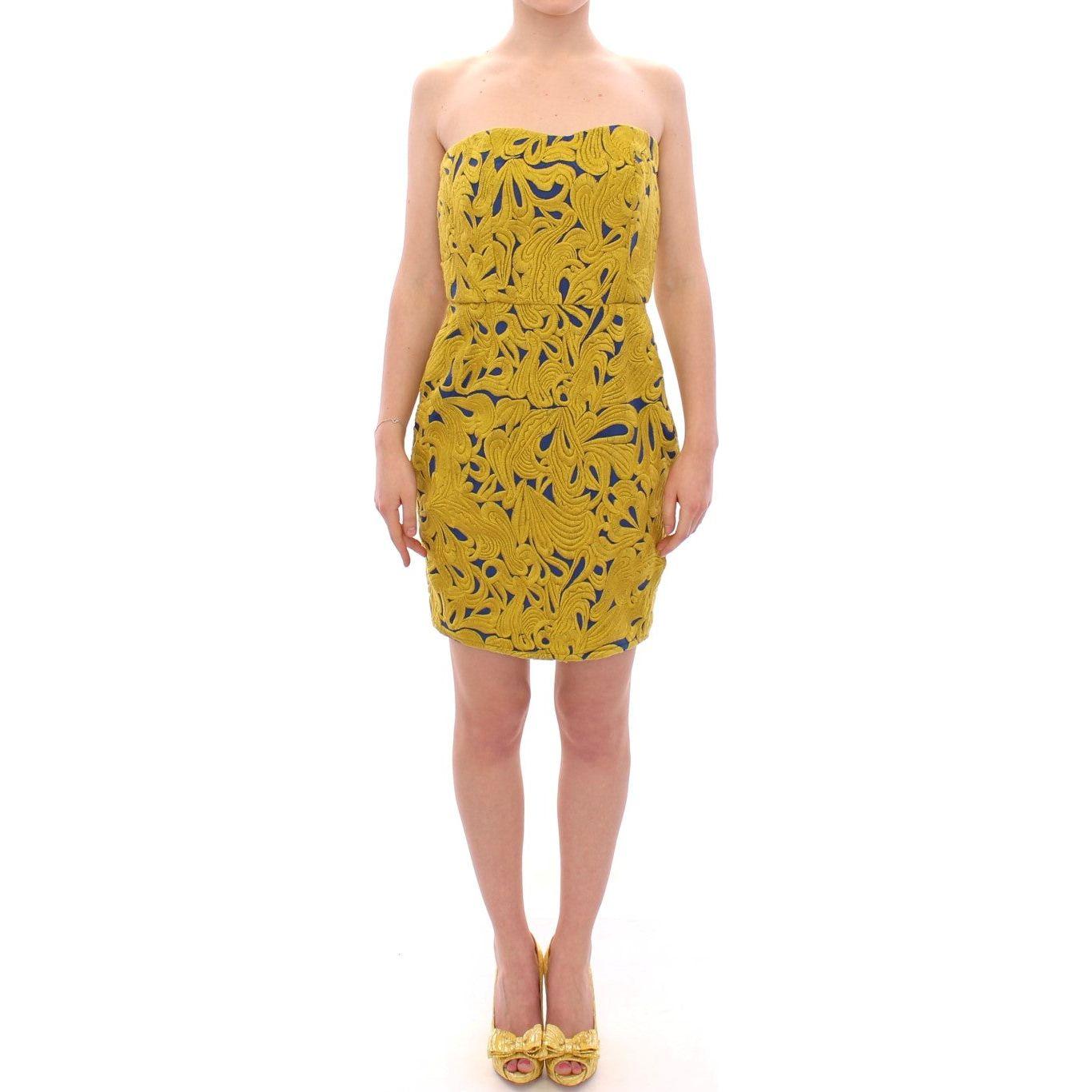 Sachin & Babi Blue Yellow Strapless Bubble Mini Shift Dress Sachin & Babi