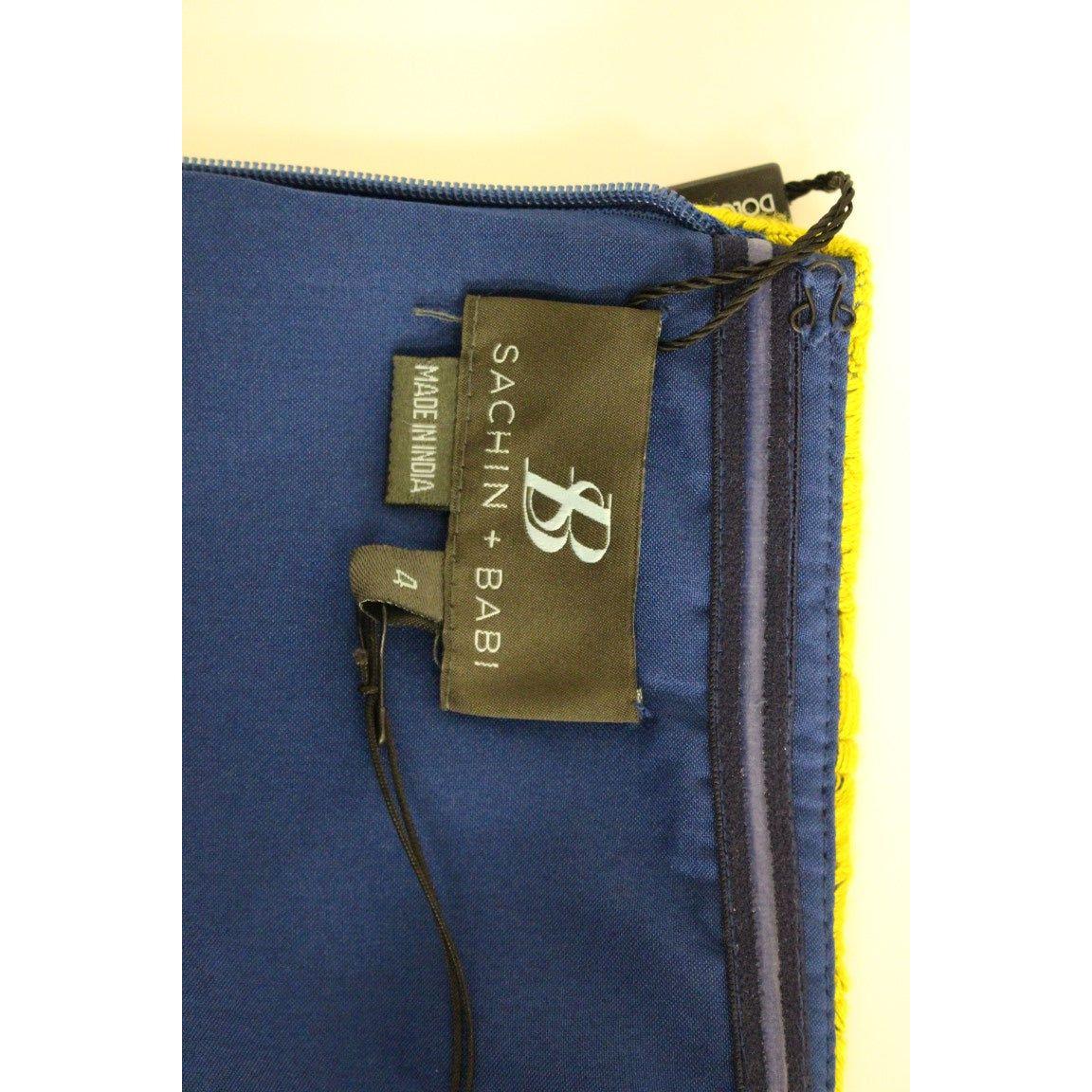 Sachin & Babi Blue Yellow Strapless Bubble Mini Shift Dress Sachin & Babi