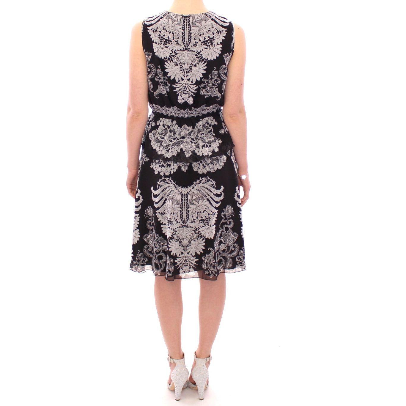 Sachin & Babi Black Silk Floral Pattern Shift Coctail Dress Sachin & Babi