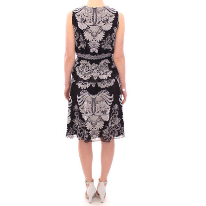 Sachin & Babi Black Silk Floral Pattern Shift Coctail Dress Sachin & Babi
