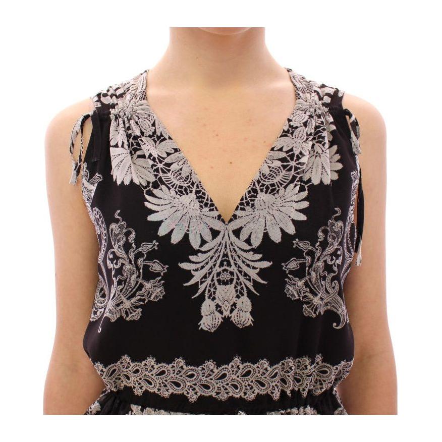 Sachin & Babi Black Silk Floral Pattern Shift Coctail Dress Sachin & Babi