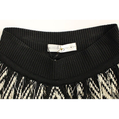 Alice Palmer White Black Knitted Assymetrical Skirt Alice Palmer