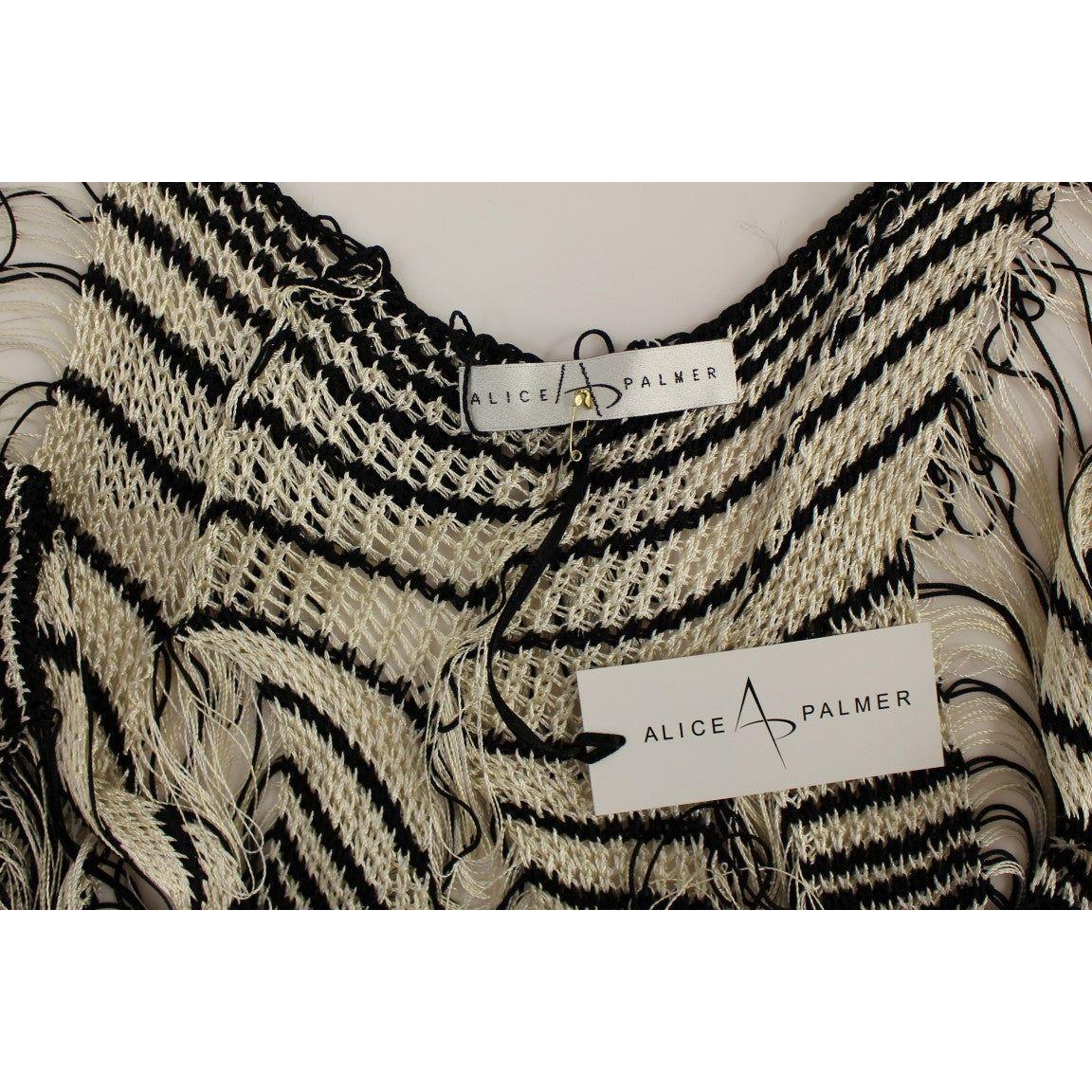 Alice Palmer Black Chainette Knit Striped Assymetrical Dress Alice Palmer