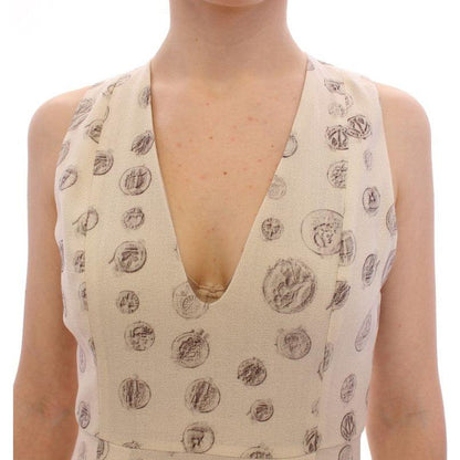 Andrea Incontri White Printed Shift V-neck Sheath Dress Andrea Incontri