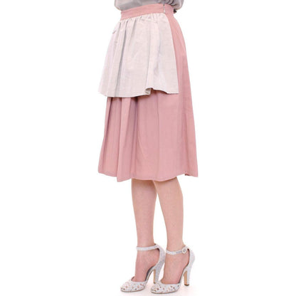 Comeforbreakfast Pink Gray Knee-Length Pleated Skirt Comeforbreakfast
