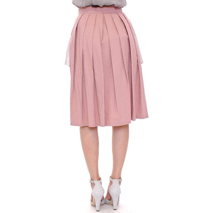 Comeforbreakfast Pink Gray Knee-Length Pleated Skirt Comeforbreakfast