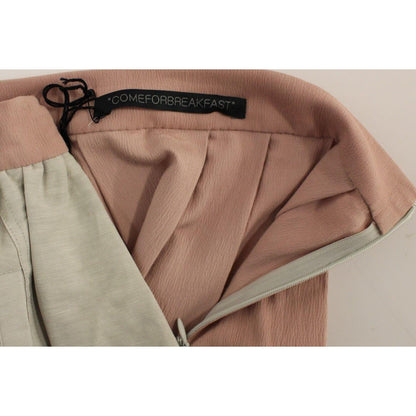 Comeforbreakfast Pink Gray Knee-Length Pleated Skirt Comeforbreakfast
