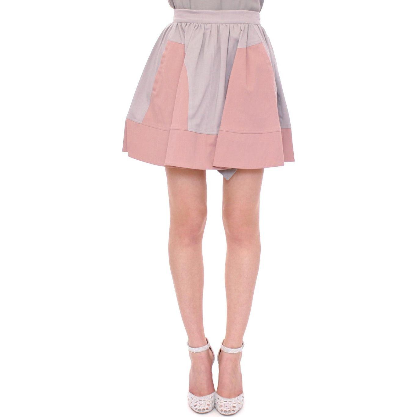 Comeforbreakfast Pink Gray Mini Short Pleated Skirt Comeforbreakfast