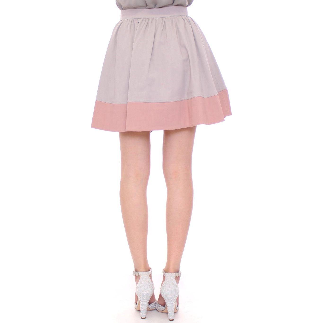 Comeforbreakfast Pink Gray Mini Short Pleated Skirt Comeforbreakfast