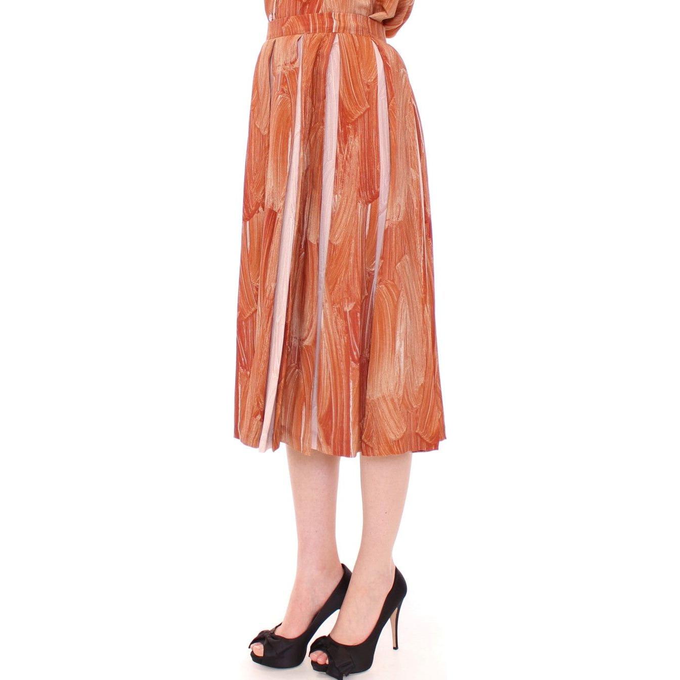Licia Florio Brown Orange Below Knee Full Skirt Licia Florio