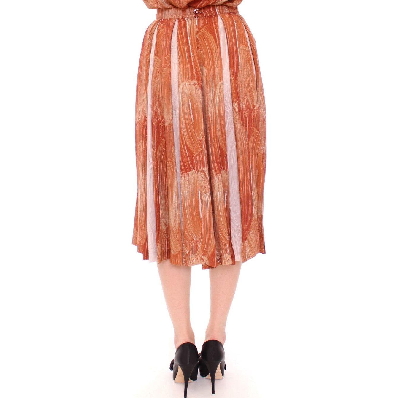 Licia Florio Brown Orange Below Knee Full Skirt Licia Florio