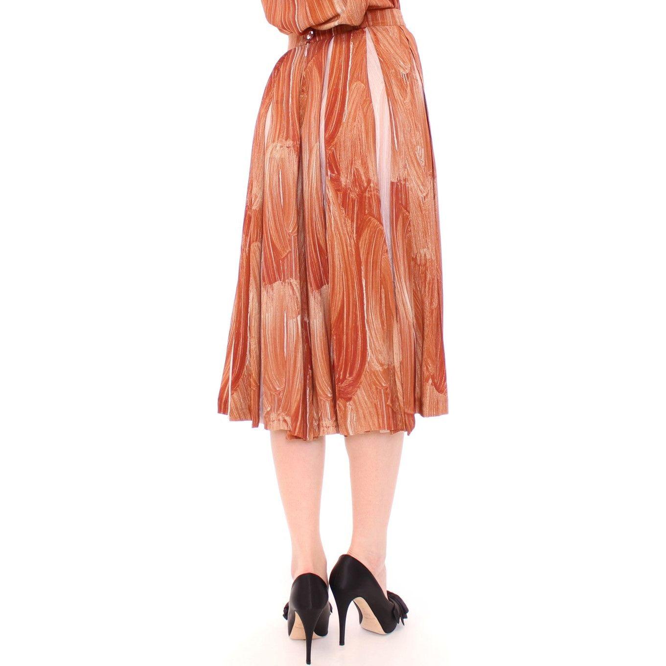 Licia Florio Brown Orange Below Knee Full Skirt Licia Florio