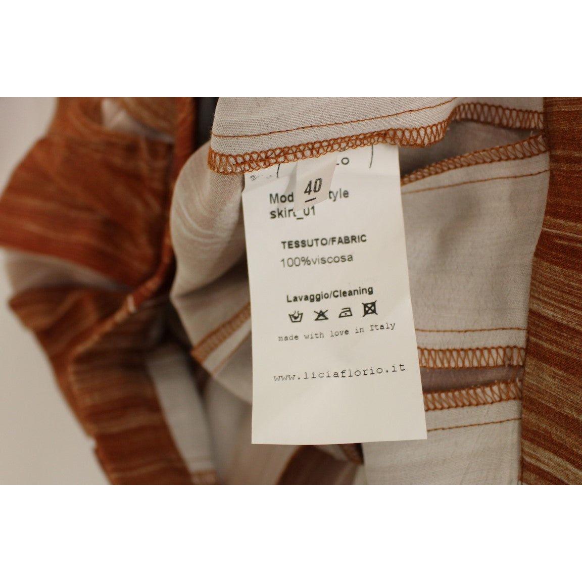 Licia Florio Brown Orange Below Knee Full Skirt Licia Florio