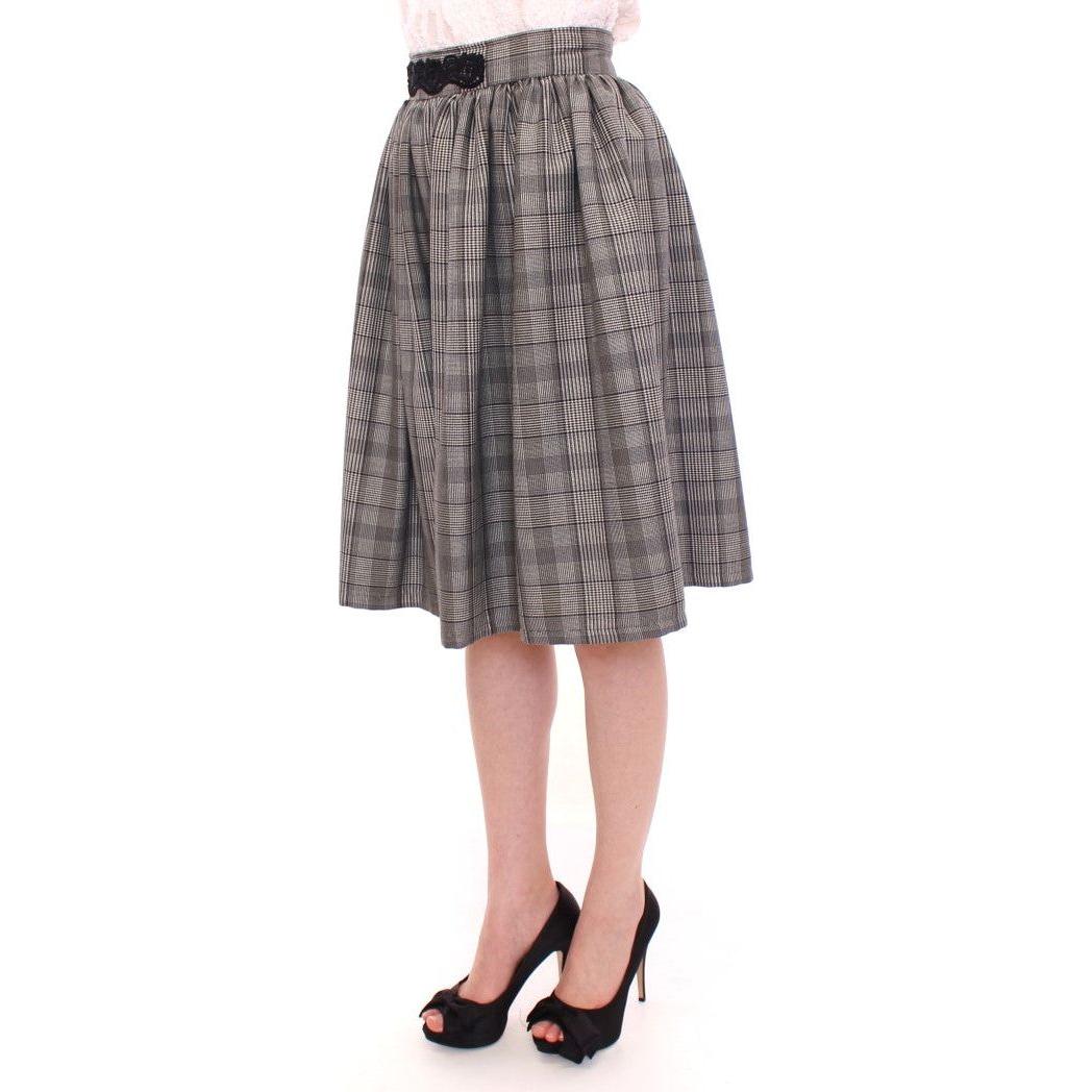 NOEMI ALEMÁN Gray Checkered Wool Shorts Skirt NOEMI ALEMÁN