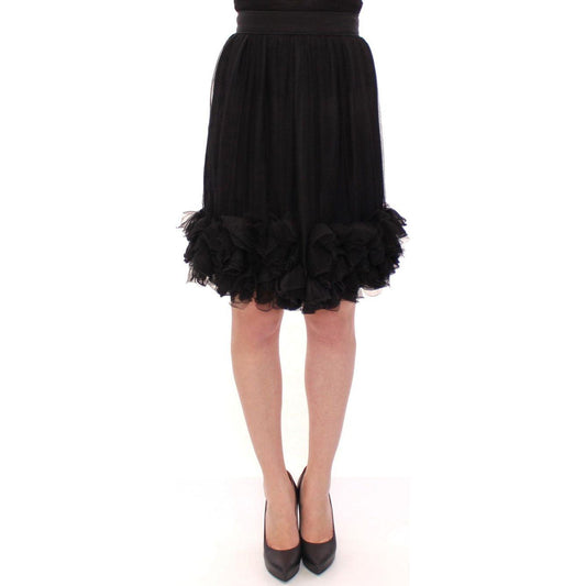 Dolce & Gabbana Black Silk Transparent Above Knees Skirt Dolce & Gabbana