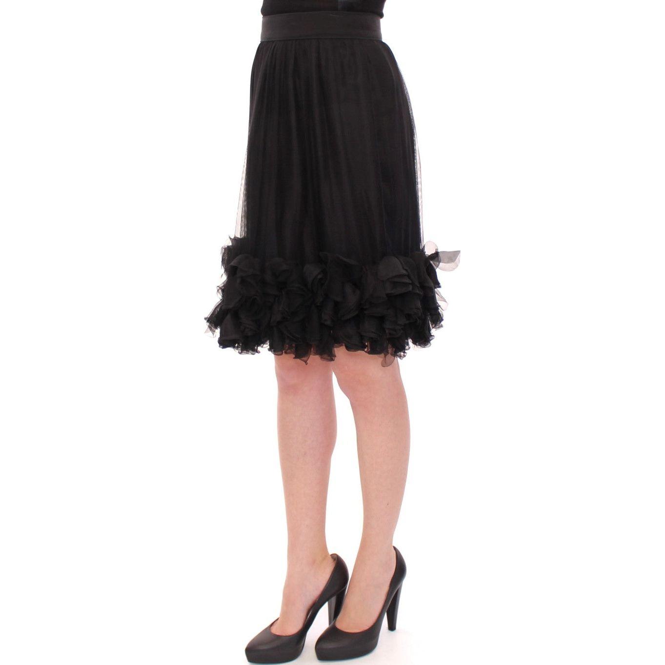 Dolce & Gabbana Black Silk Transparent Above Knees Skirt Dolce & Gabbana