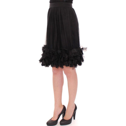 Dolce & Gabbana Black Silk Transparent Above Knees Skirt Dolce & Gabbana