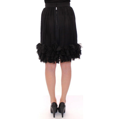 Dolce & Gabbana Black Silk Transparent Above Knees Skirt Dolce & Gabbana