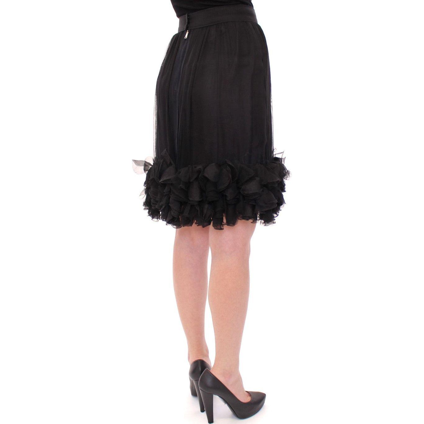 Dolce & Gabbana Black Silk Transparent Above Knees Skirt Dolce & Gabbana