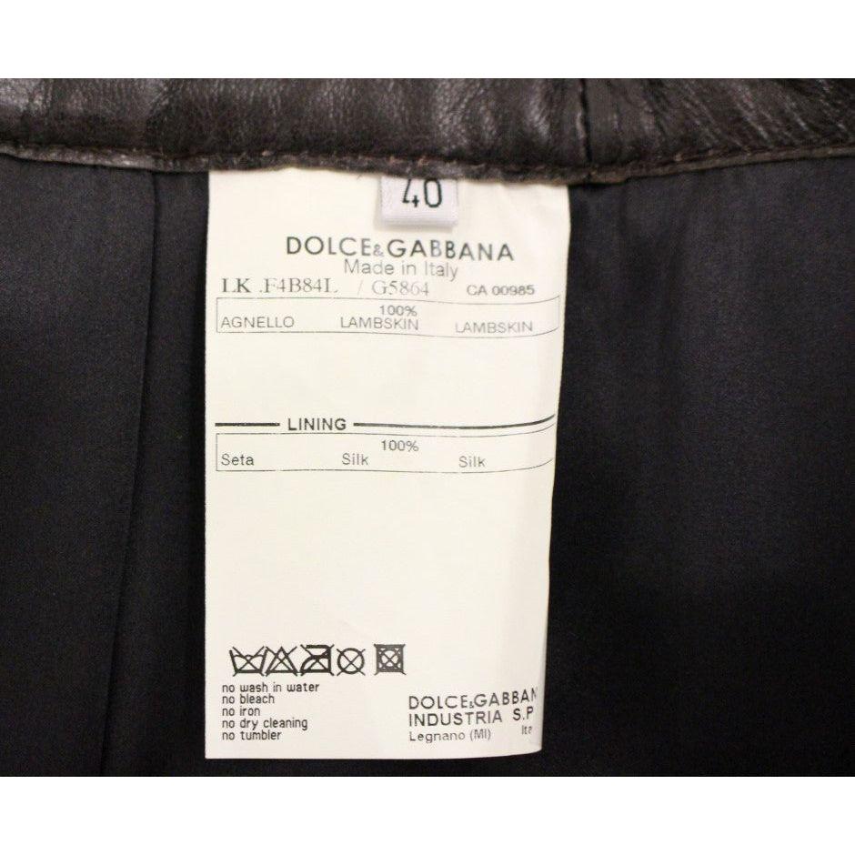 Dolce & Gabbana Brown Patchwork Leather Straight Skirt Dolce & Gabbana