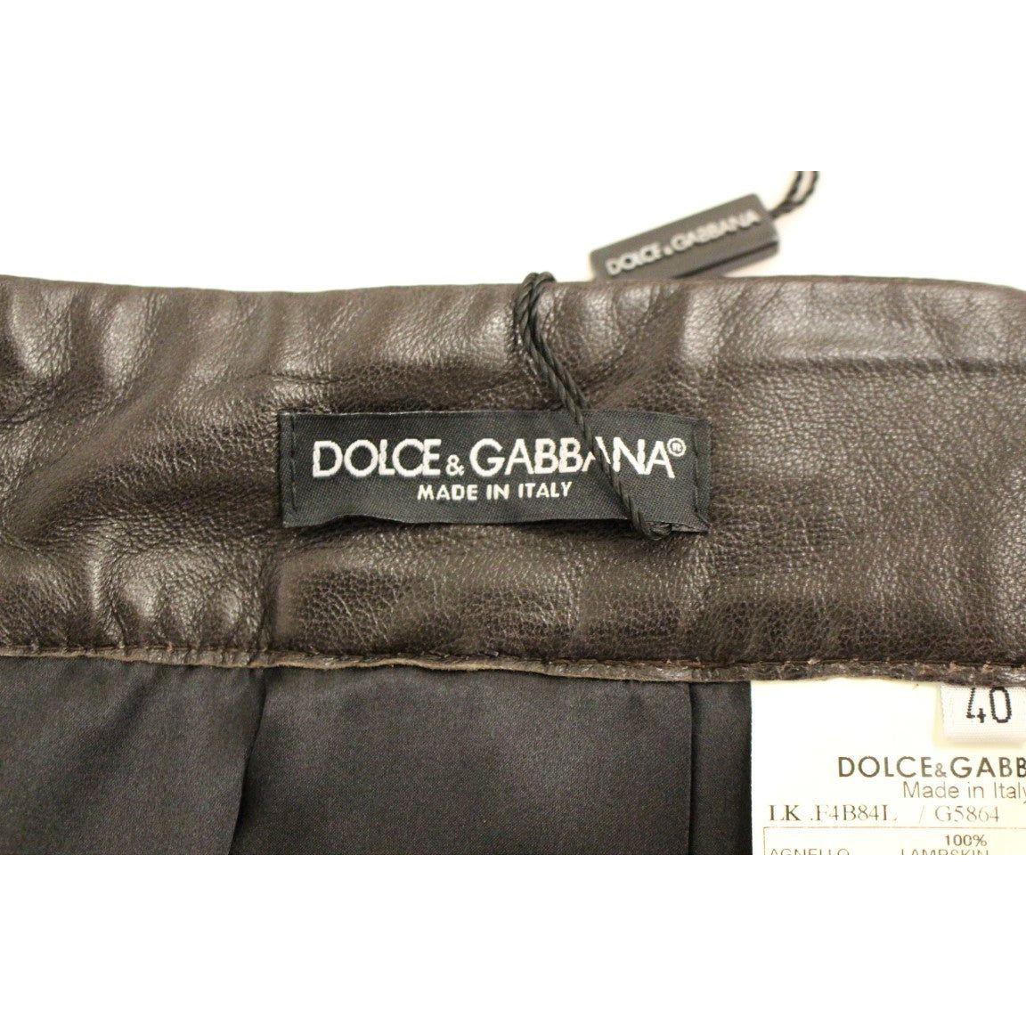 Dolce & Gabbana Brown Patchwork Leather Straight Skirt Dolce & Gabbana