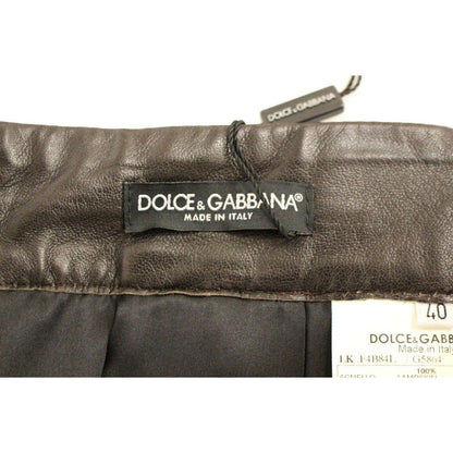 Dolce & Gabbana Brown Patchwork Leather Straight Skirt Dolce & Gabbana