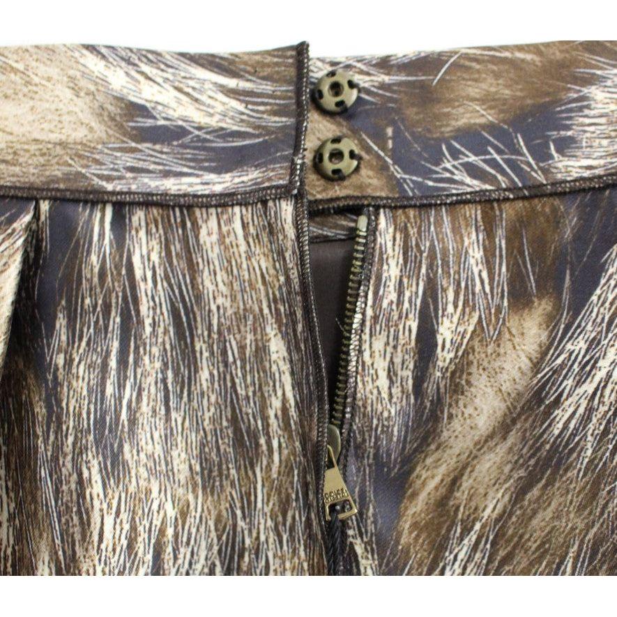 Dolce & Gabbana Brown Floral Silk Straight Full Skirt Dolce & Gabbana