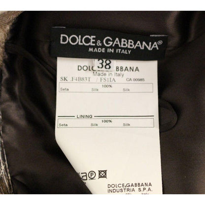 Dolce & Gabbana Brown Floral Silk Straight Full Skirt Dolce & Gabbana