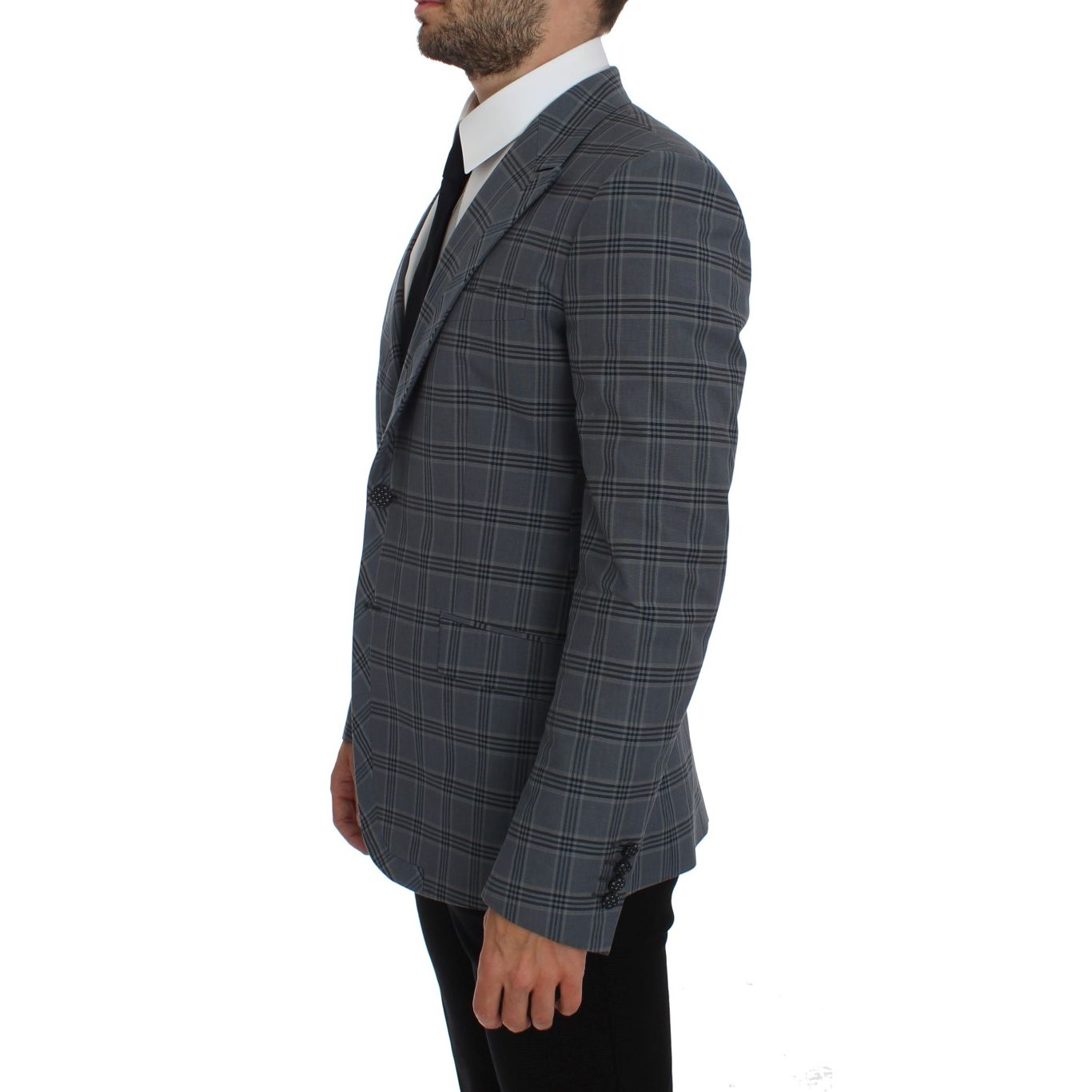 Dolce & Gabbana Blue Checkered Slim Fit Blazer Jacket