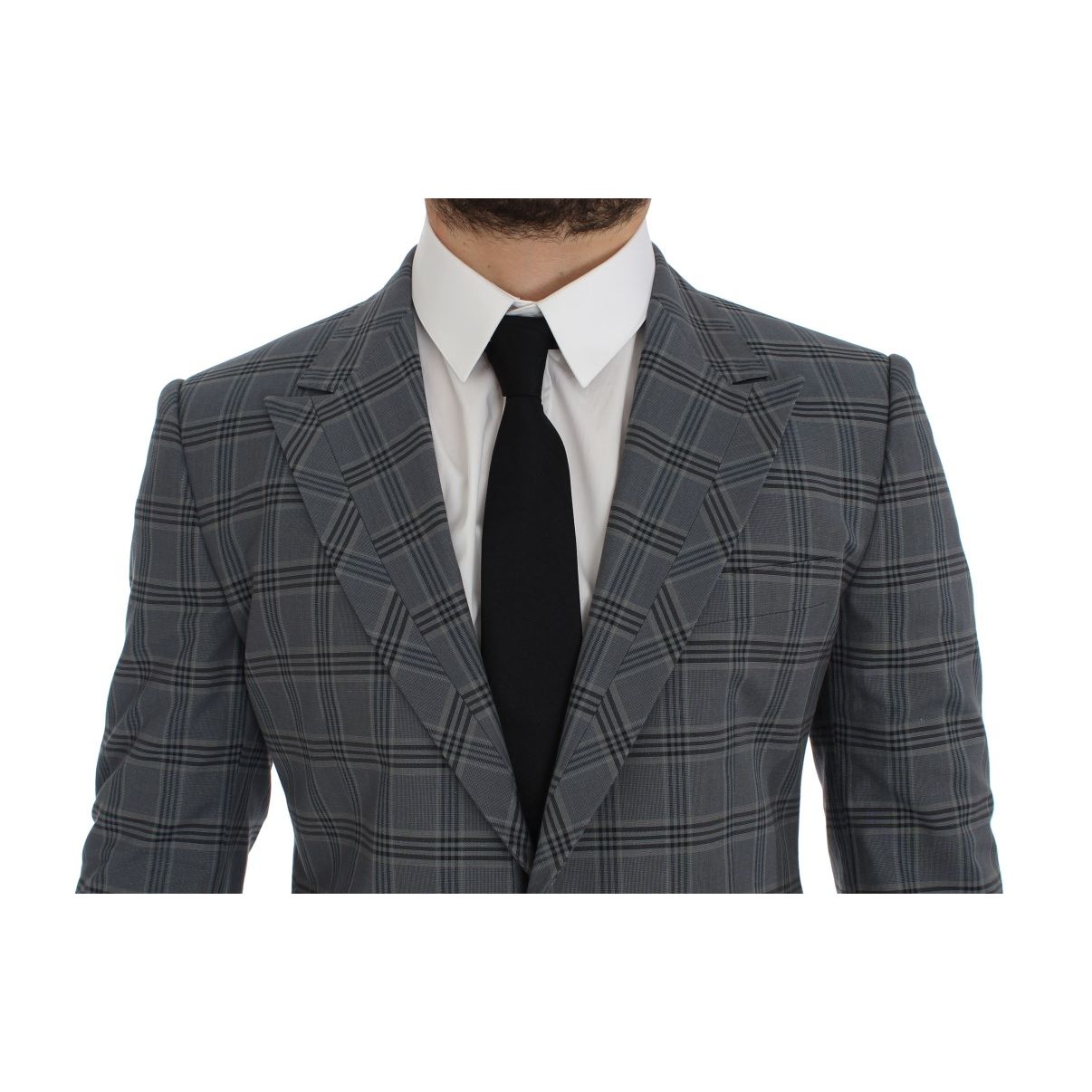 Dolce & Gabbana Blue Checkered Slim Fit Blazer Jacket