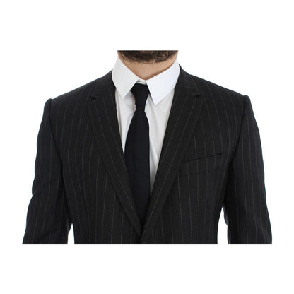 Dolce & Gabbana Gray Striped Slim Fit Wool Blazer Dolce & Gabbana