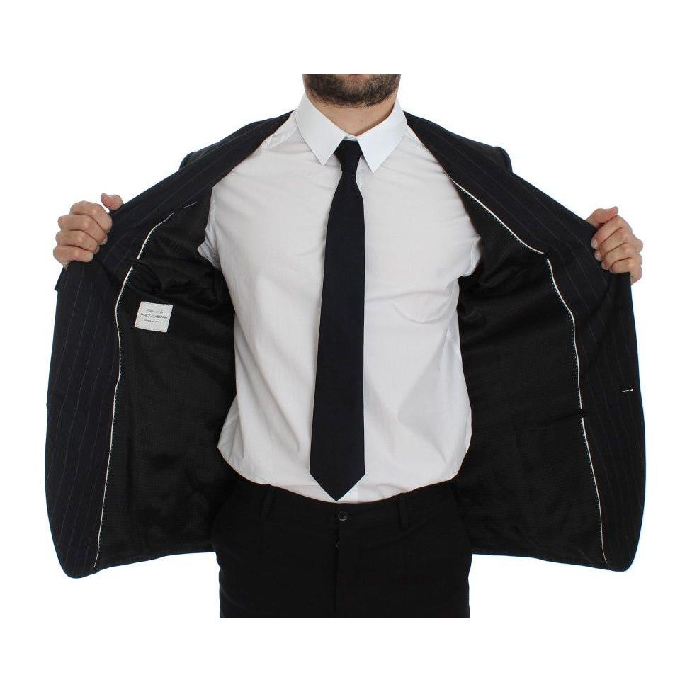 Dolce & Gabbana Gray Striped Slim Fit Wool Blazer Dolce & Gabbana