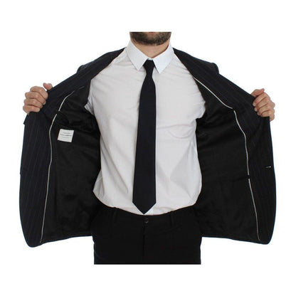 Dolce & Gabbana Gray Striped Slim Fit Wool Blazer Dolce & Gabbana