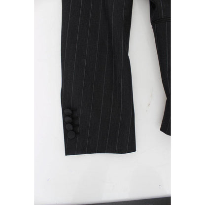 Dolce & Gabbana Gray Striped Slim Fit Wool Blazer Dolce & Gabbana