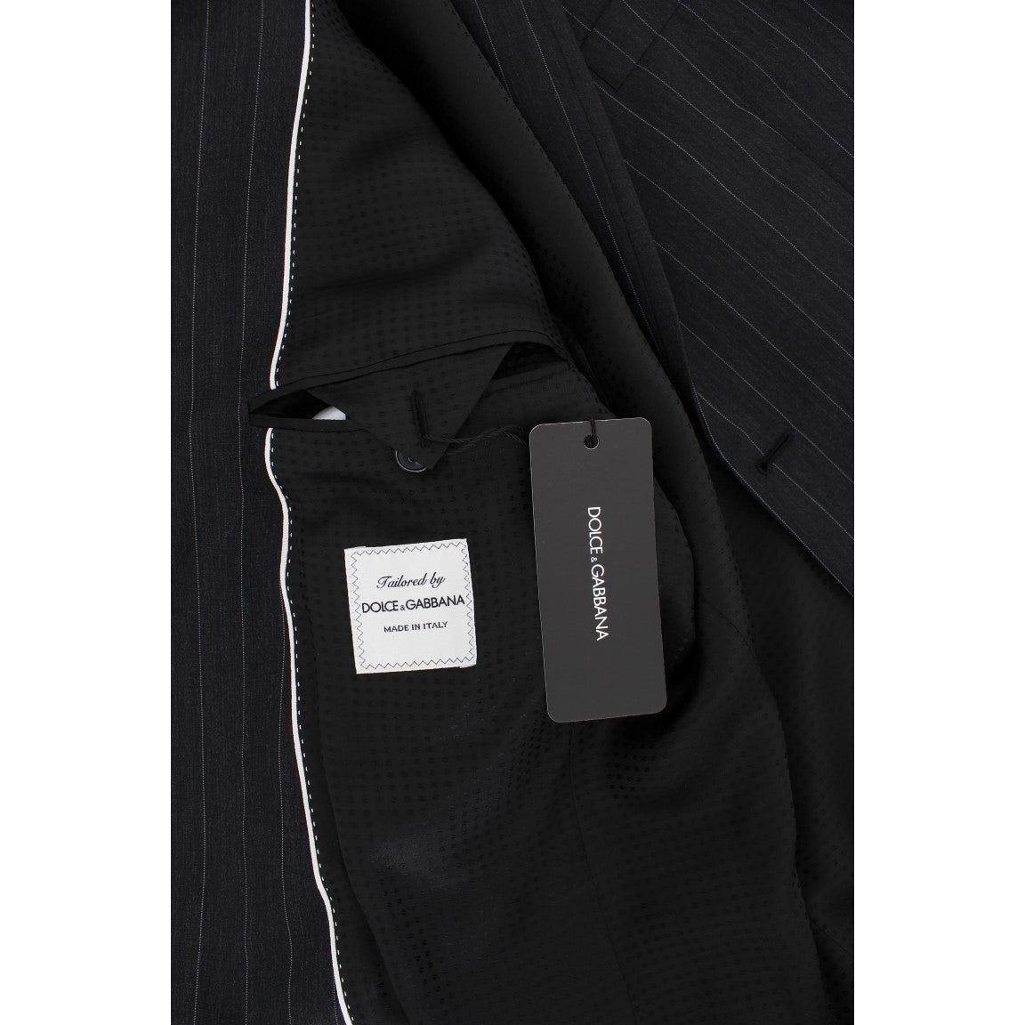 Dolce & Gabbana Gray Striped Slim Fit Wool Blazer Dolce & Gabbana