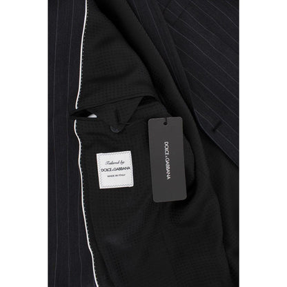 Dolce & Gabbana Gray Striped Slim Fit Wool Blazer Dolce & Gabbana