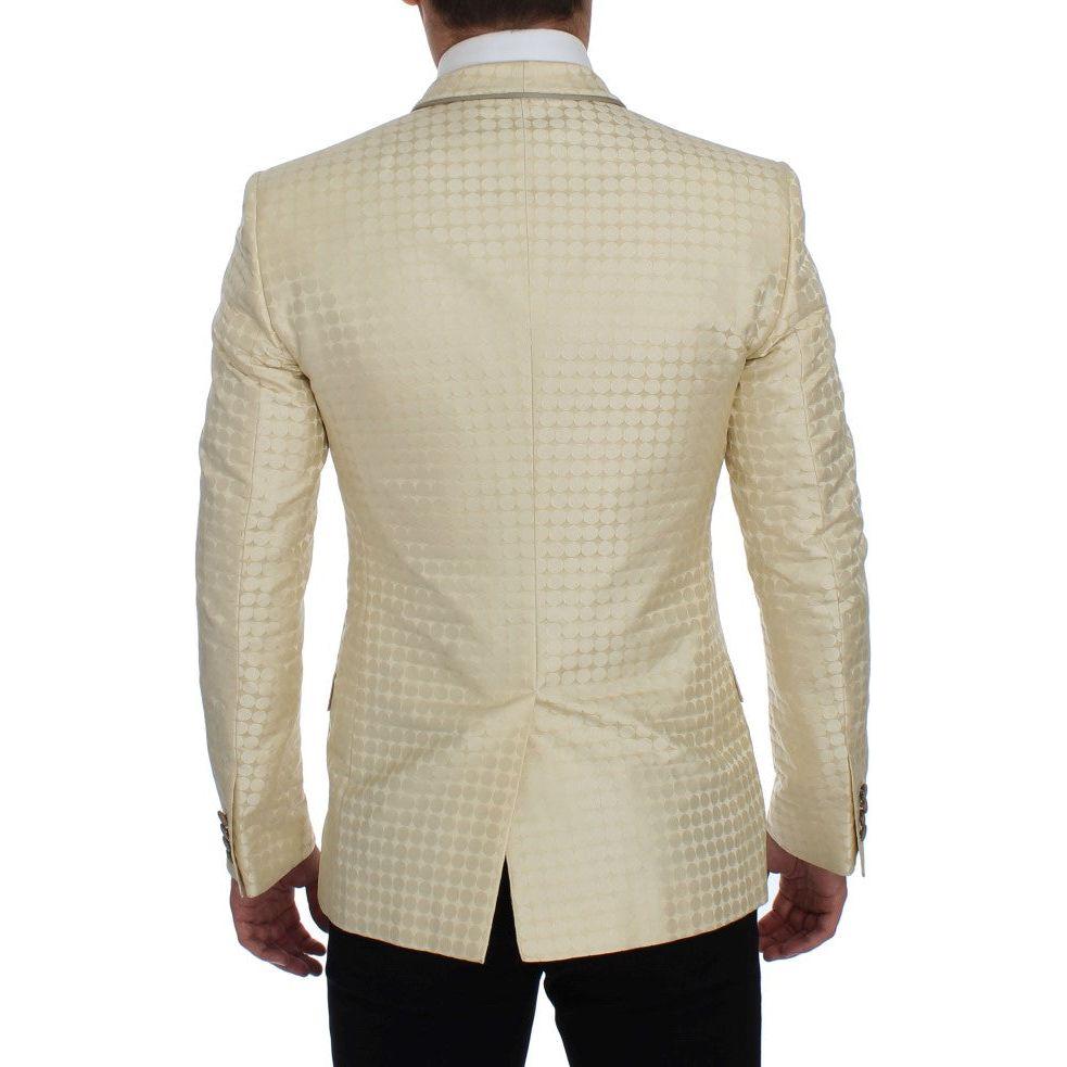 Dolce & Gabbana Beige Polka Dot Silk 2 Piece Blazer Dolce & Gabbana